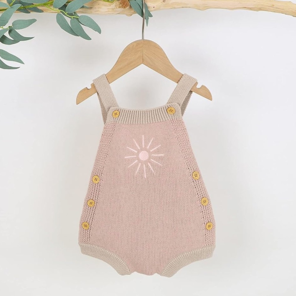 Baby Knit Sun Sleeveless Romper - Pink